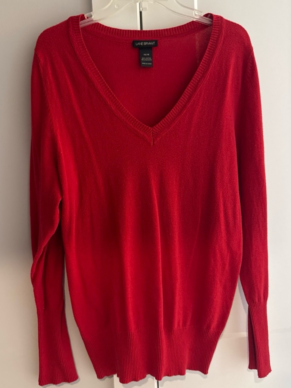 Lane Bryant Bright Red V-Neck Sweater